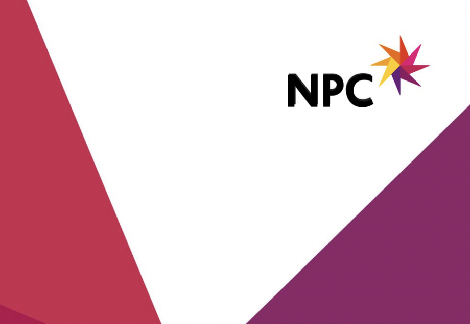 NPC report cover with their logo and colourful shapes