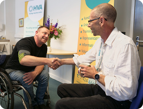 The CEO of HVA shakes a man's hand