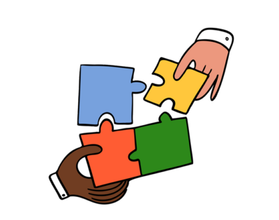 Illustration of hands holding jigsaw pieces