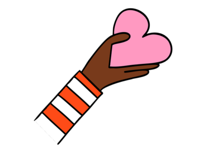 Illustration of a hand holding a heart