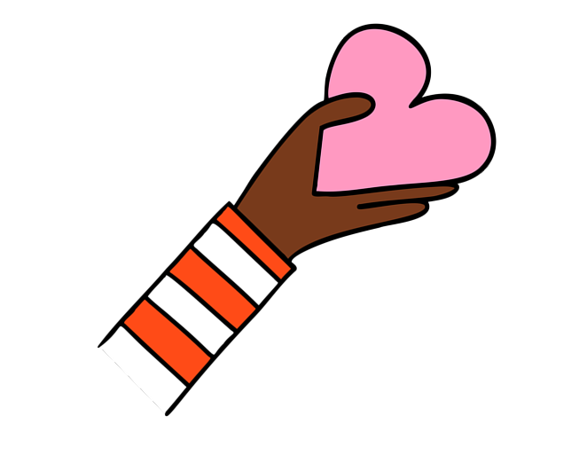Illustration of a hand holding a heart
