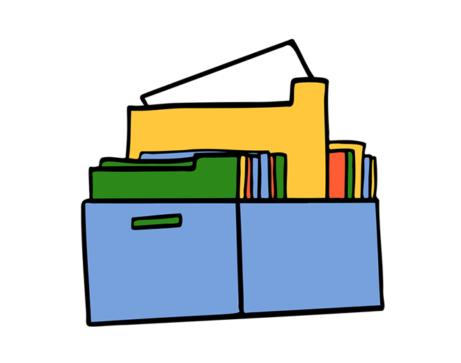 Illustration of a box of files