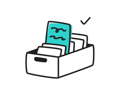 Illustration of a box of files