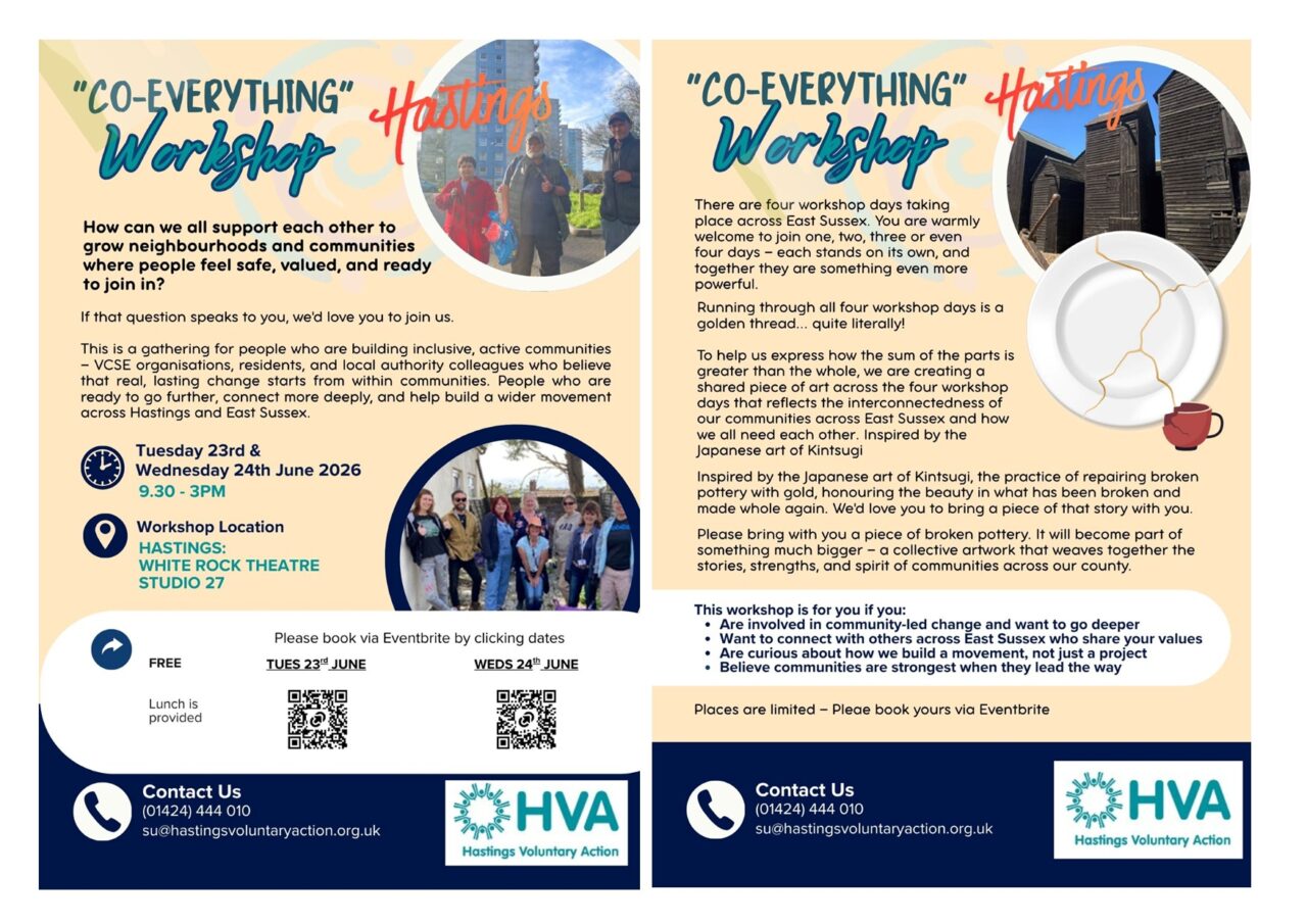 Co-everything workshops flyer with information about events